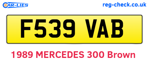 F539VAB are the vehicle registration plates.