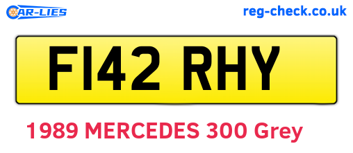F142RHY are the vehicle registration plates.