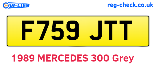 F759JTT are the vehicle registration plates.
