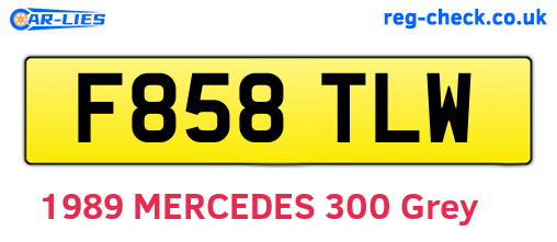 F858TLW are the vehicle registration plates.