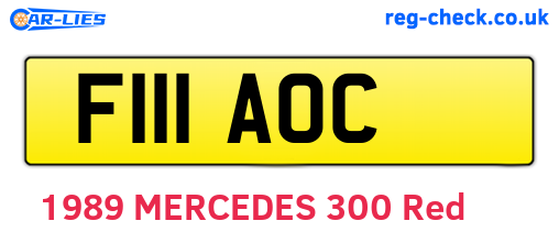 F111AOC are the vehicle registration plates.