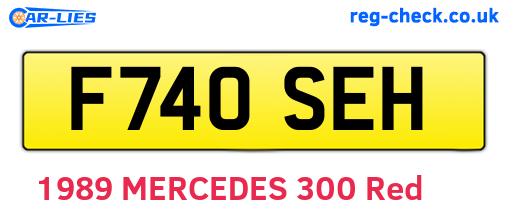 F740SEH are the vehicle registration plates.