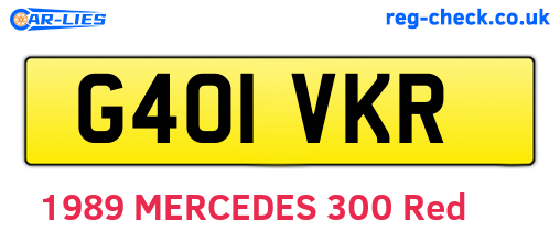 G401VKR are the vehicle registration plates.