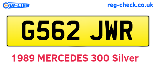 G562JWR are the vehicle registration plates.