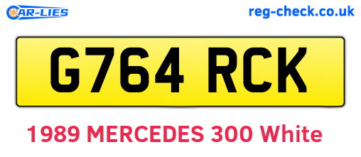 G764RCK are the vehicle registration plates.