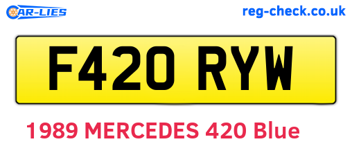 F420RYW are the vehicle registration plates.