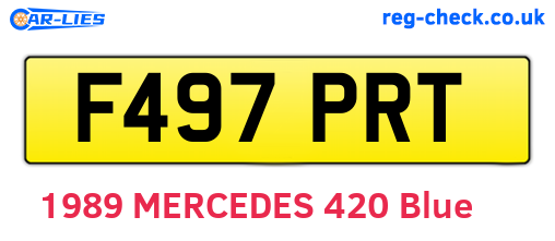 F497PRT are the vehicle registration plates.