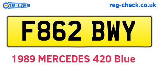 F862BWY are the vehicle registration plates.