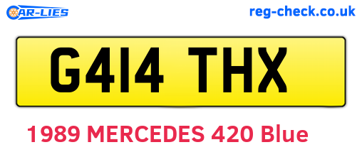 G414THX are the vehicle registration plates.