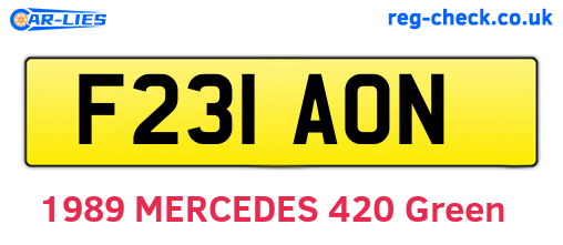 F231AON are the vehicle registration plates.