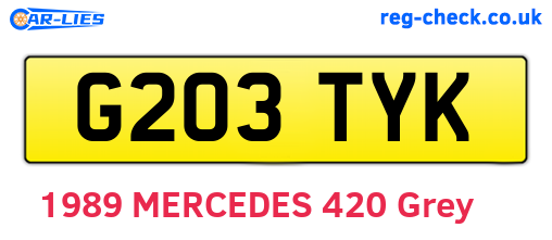 G203TYK are the vehicle registration plates.