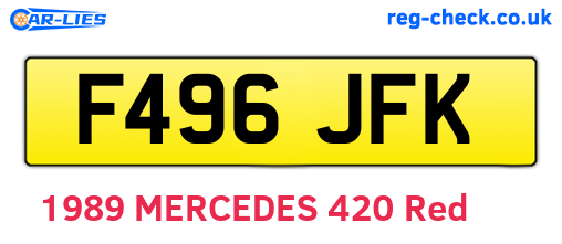 F496JFK are the vehicle registration plates.