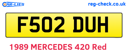F502DUH are the vehicle registration plates.