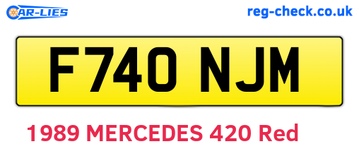 F740NJM are the vehicle registration plates.