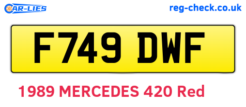 F749DWF are the vehicle registration plates.