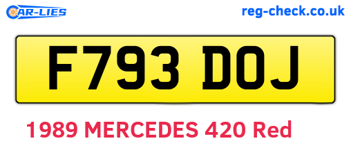 F793DOJ are the vehicle registration plates.