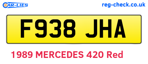 F938JHA are the vehicle registration plates.