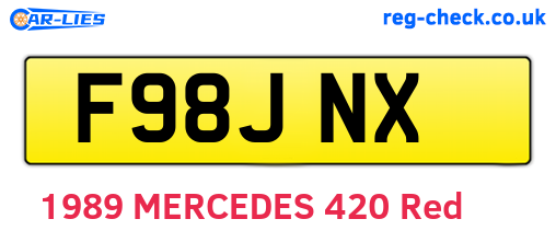 F98JNX are the vehicle registration plates.
