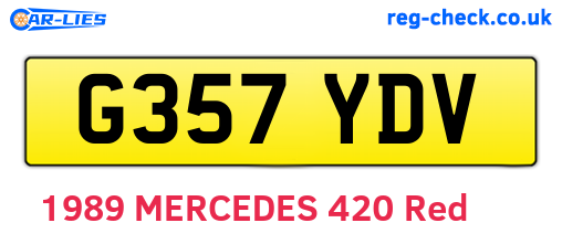 G357YDV are the vehicle registration plates.