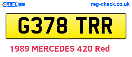 G378TRR are the vehicle registration plates.