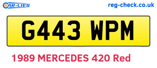 G443WPM are the vehicle registration plates.