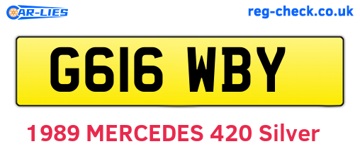 G616WBY are the vehicle registration plates.
