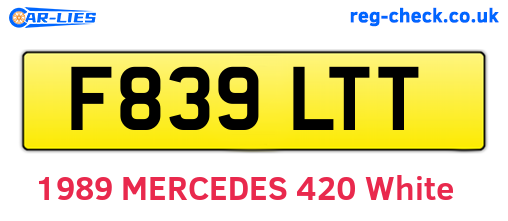 F839LTT are the vehicle registration plates.