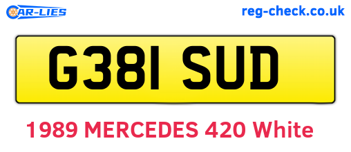 G381SUD are the vehicle registration plates.