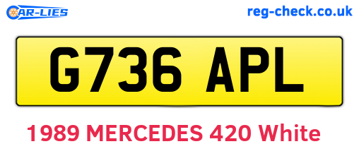 G736APL are the vehicle registration plates.