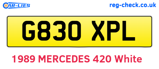 G830XPL are the vehicle registration plates.