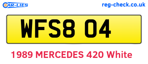 WFS804 are the vehicle registration plates.