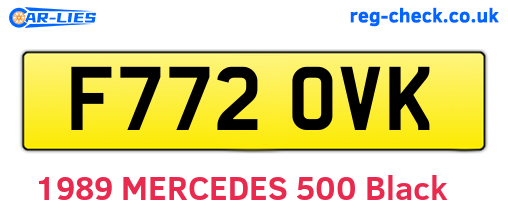 F772OVK are the vehicle registration plates.
