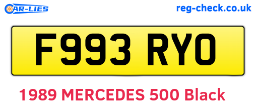 F993RYO are the vehicle registration plates.