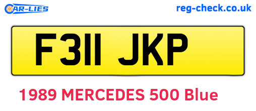 F311JKP are the vehicle registration plates.