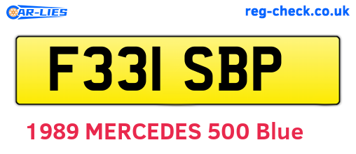 F331SBP are the vehicle registration plates.