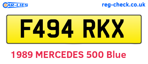 F494RKX are the vehicle registration plates.
