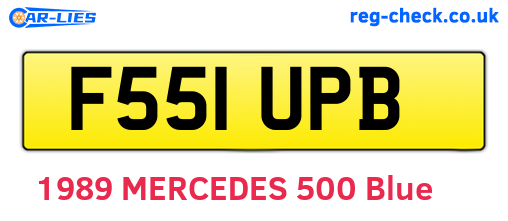 F551UPB are the vehicle registration plates.
