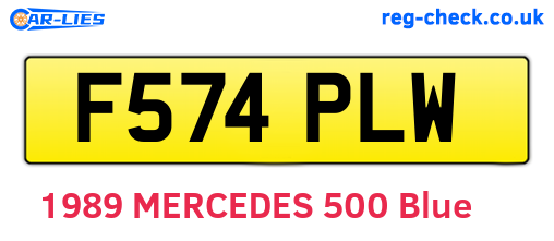 F574PLW are the vehicle registration plates.