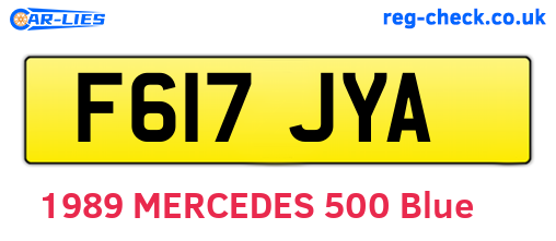 F617JYA are the vehicle registration plates.