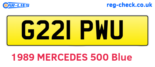 G221PWU are the vehicle registration plates.