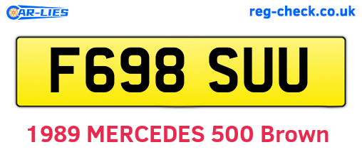 F698SUU are the vehicle registration plates.