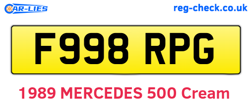 F998RPG are the vehicle registration plates.