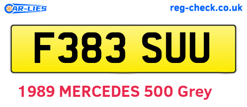 F383SUU are the vehicle registration plates.