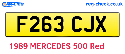 F263CJX are the vehicle registration plates.