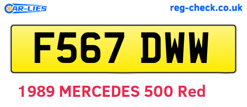 F567DWW are the vehicle registration plates.
