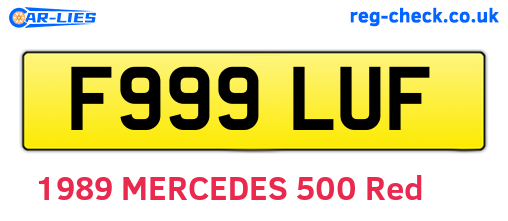 F999LUF are the vehicle registration plates.