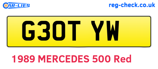 G30TYW are the vehicle registration plates.