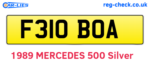 F310BOA are the vehicle registration plates.