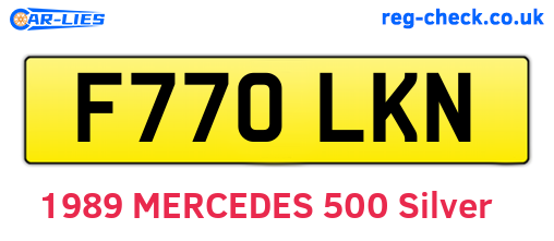 F770LKN are the vehicle registration plates.