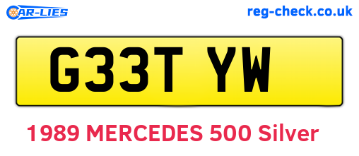 G33TYW are the vehicle registration plates.